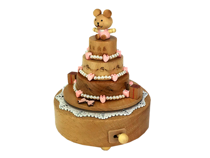 Birthday cake wood music box