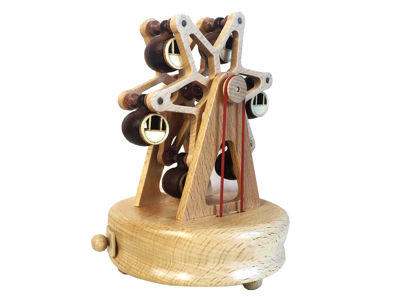 Sky wheel natural wood music box