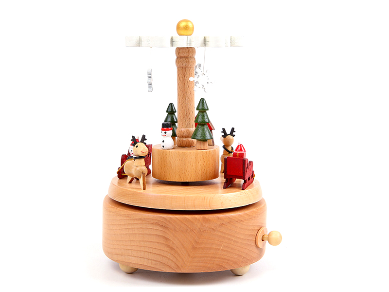 Christmas rotating wood music box